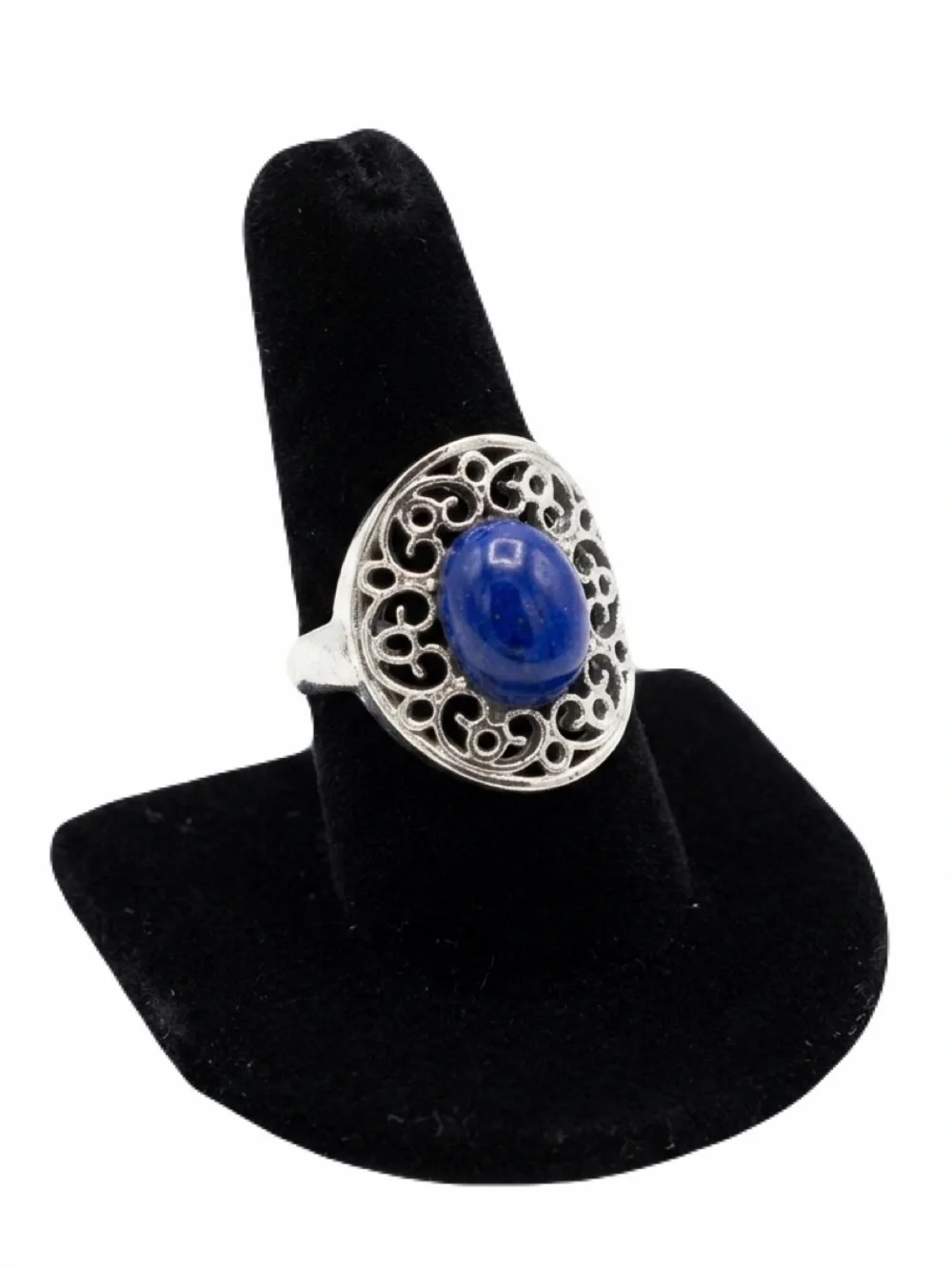 New Handmade Native Sterling Silver Bohemian Natural Dyed Blue Agate Ring